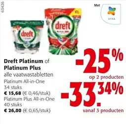 Colruyt Dreft Platinum of Platinum Plus alle vaatwastabletten aanbieding