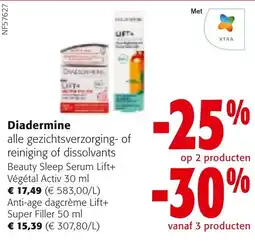 Colruyt Diadermine alle gezichtsverzorging- of reiniging of dissolvants aanbieding