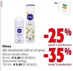 Colruyt Nivea alle deodorants roll-on of spray aanbieding