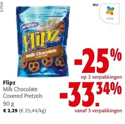 Colruyt Flipz Milk Chocolate Covered Pretzels aanbieding