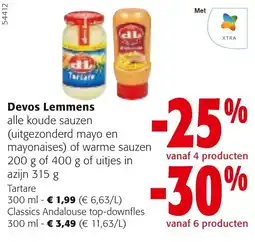 Colruyt Devos Lemmens alle koude sauzen of warme sauzen aanbieding