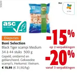 Colruyt Diepvries Boni Selection Black Tiger scampi Medium aanbieding