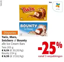 Colruyt Twix, Mars, Snickers of Bounty alle Ice Cream Bars aanbieding