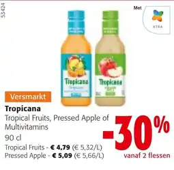 Colruyt Tropicana tropical fruits pressed apple of multivitamins aanbieding