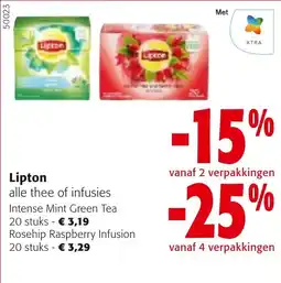 Colruyt Lipton alle thee of infusies aanbieding