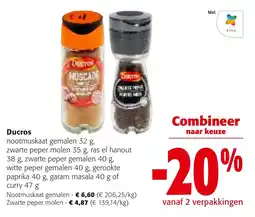 Colruyt Ducros nootmuskaat gemalen zwarte peper molen aanbieding