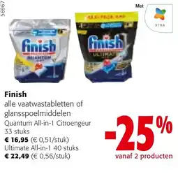 Colruyt Finish alle vaatwastabletten of glansspoelmiddelen aanbieding
