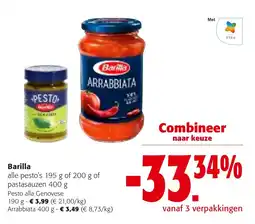 Colruyt Barilla pesto's en pastasauzen aanbieding