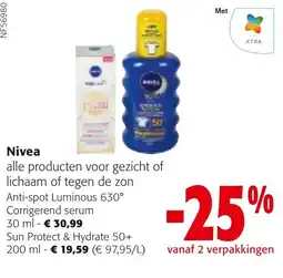 Colruyt Nivea alle producten voor gezicht of lichaam of tegen de zon aanbieding