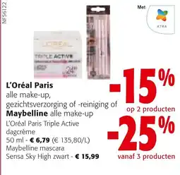 Colruyt L'Oréal Paris alle make-up, gezichtsverzorging of -reiniging of Maybelline alle make-up aanbieding