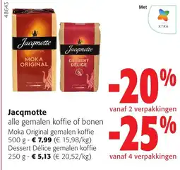 Colruyt Jacqmotte alle gemalen koffie of bonen aanbieding