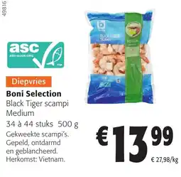Colruyt Diepvries Boni Selection Black Tiger scampi Medium aanbieding