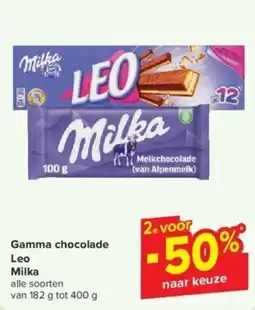 Carrefour Express Gamma chocolade Leo Milka aanbieding