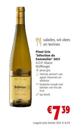 Colruyt Pinot gris 'sélection du sommelier' 2021 aanbieding