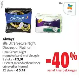 Colruyt Always alle Ultra Secure Night, Discreet of Platinum aanbieding