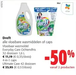 Colruyt Dreft alle vloeibare wasmiddelen of caps aanbieding