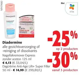 Colruyt Diadermine alle gezichtsverzorging of -reiniging of dissolvants aanbieding
