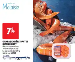 Auchan gambas entières cuites réfrigérées aanbieding