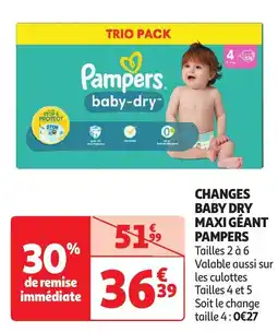 Auchan Changes baby dry maxi géant pampers aanbieding