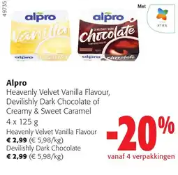Colruyt Alpro heavenly velvet vanilla flavour devilishly dark chocolate of creamy & sweet caramel aanbieding