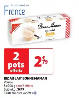 Auchan Riz au lait bonne maman aanbieding