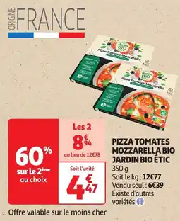 Auchan Pizza tomates mozzarella bio jardins bio étic aanbieding