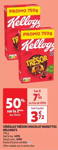 Auchan Céréales trésor chocolat noisettes kellogg's aanbieding