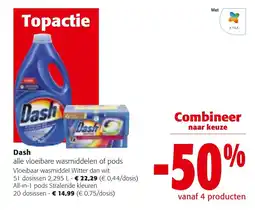 Colruyt Dash alle vloeibare wasmiddelen of pods aanbieding