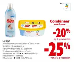 Colruyt Le Chat alle vloeibare wasmiddelen of discs 4-in-1 aanbieding