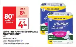 Auchan serviettes pour fuites urinaires always discreet aanbieding