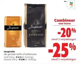 Colruyt Jacqmotte alle gemalen koffie of koffiebonen aanbieding
