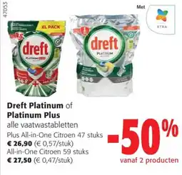 Colruyt Dreft Platinum of Platinum Plus alle vaatwastabletten aanbieding