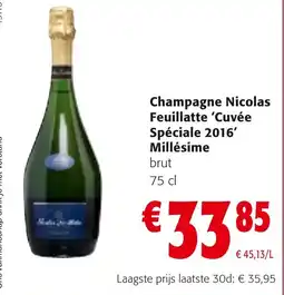 Colruyt Champagne Nicolas Feuillatte Cuvée Spéciale 2016 Millésime brut aanbieding