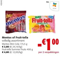 Colruyt Mentos of Fruit-tella aanbieding
