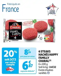 Auchan steaks hachés happy family charal aanbieding