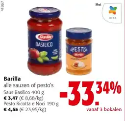 Colruyt Barilla alle sauzen of pesto's aanbieding