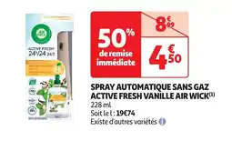 Auchan spray automatique sans gaz active fresh vanille air wick aanbieding