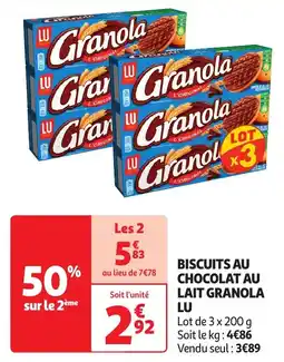 Auchan biscuits au chocolat au lait granola lu aanbieding