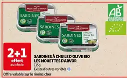 Auchan sardines à l'huile d'olive bio les mouettes d'arvor aanbieding