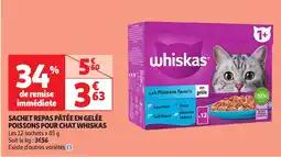 Auchan sachet repas pâtée en gelée poissons pour chat whiskas aanbieding