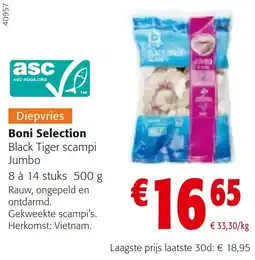 Colruyt Diepvries Boni Selection Black Tiger scampi Jumbo aanbieding