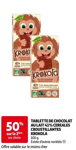 Auchan Tablette de chocolat au lait cereales croustillantes krokola aanbieding
