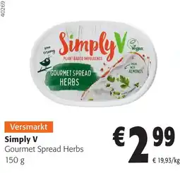 Colruyt Simply V Gourmet Spread Herbs aanbieding