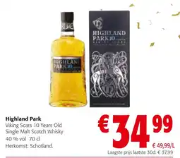 Colruyt Highland Park Viking Scars 10 Years Old Single Malt Scotch Whisky aanbieding