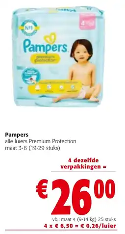 Colruyt Pampers alle luiers Premium Protection aanbieding