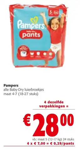 Colruyt Pampers alle Baby-Dry luierbroekjes aanbieding