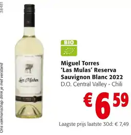 Colruyt miguel torres 'las mulas' reserva sauvignon blanc 2022 aanbieding