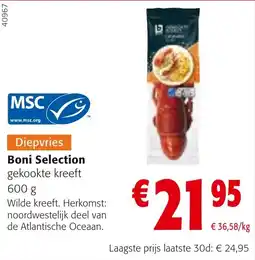 Colruyt Diepvries Boni Selection gekookte kreeft aanbieding