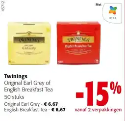 Colruyt twinings original earl grey of english breakfast tea aanbieding