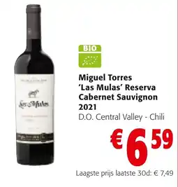 Colruyt miguel torres 'las mulas' reserva cabernet sauvignon 2021 aanbieding